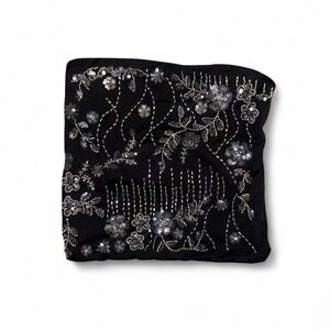 Faded Rose Black sequin tube top with beaded floral design nye in size small New